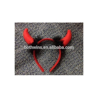 Halloween Red Ox Horn Shape with Feather Head Hoop