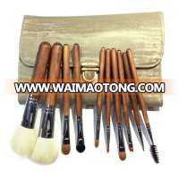 Gold horse hair 10pcs makeup brush set,mascara brush,PU bag