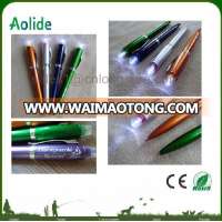 plastic ball pen with led torch on top led pen light